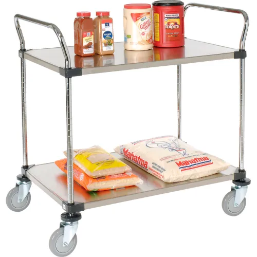 Nexel 1836P2SS Stainless Steel 18 x 36 in. 2 Shelf Solid Cart