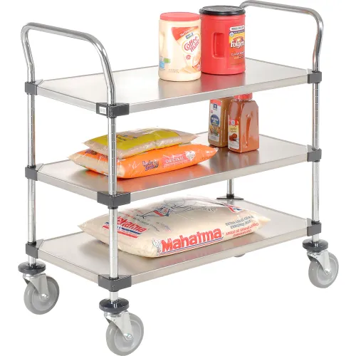Solid Top Stainless Steel Wire Cart - 39 x 18 x 41