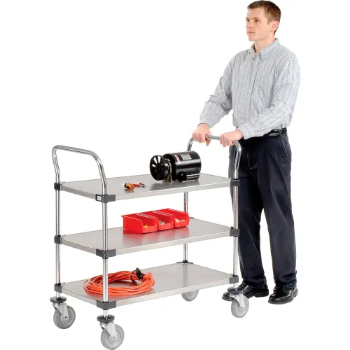 Nexel® Stainless Steel Utility Cart w/3 Shelves, 800 lb. Capacity, 36L x  18W x 38H