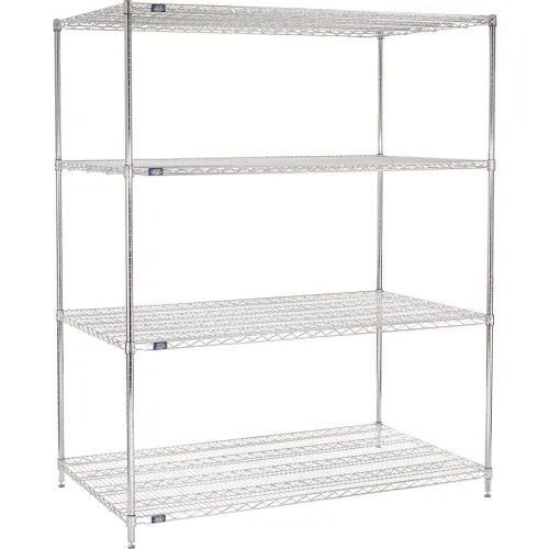 Nexel® 4 Shelf, Chrome Wire Shelving Unit, Starter, 72