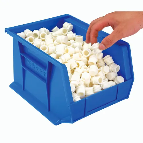 Stackable Plastic Bins, Blue, 7 3/8 x 4 1/8 x 3