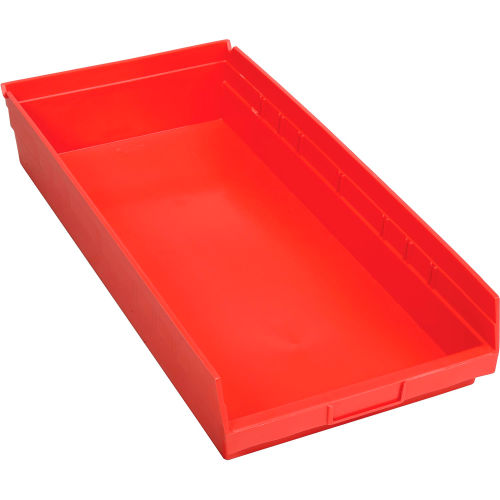 Plastic Shelf Bin Nestable 11-1/8 W x 23-5/8 D x 4 H Red - Pkg Qty 6