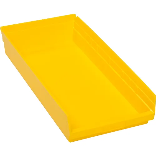 Global Industrial Plastic Nesting Storage Shelf Bin 11-1/8W x 23-5/8D x 4H Yellow - Pkg Qty 6