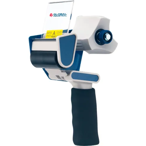 HIRAVOX Heavy Duty Packing Tape Dispenser Gun – 2 Inch Core, White & Blue – Alloy Steel, Comfort Grip