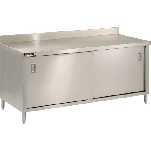 Stainless Steel Cabinet Bench with Sliding Doors