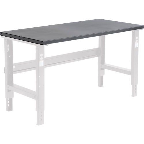 Square Edge Work Bench Top - 12 Gauge Steel 60 Wx30 Dx1-3/4 Thick-Black