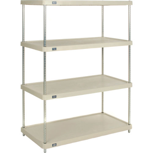 Nexel® Plastic, 4 Tier, Solid Shelving Unit, PolyZBrite® Posts, 48"W