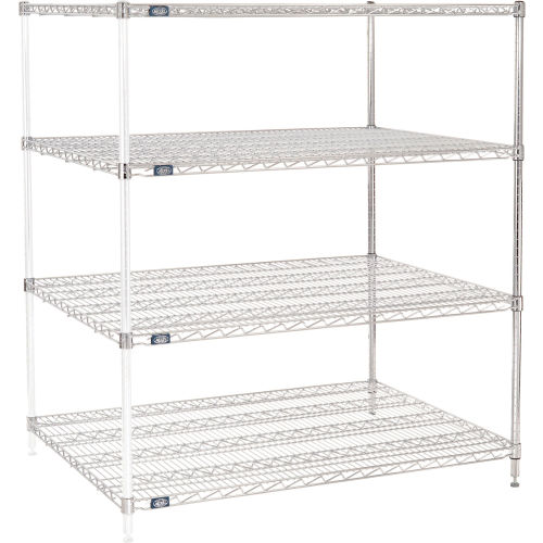 Wire Shelving Add-On Unit, 4 Tier, Chrome, 36W, x 48L, x 54H