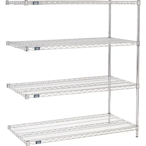 Nexel® 4 Shelf, Stainless Steel Wire Shelving Unit, Add On, 48