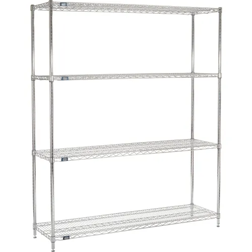 Nexel® 4 Shelf, Chrome Wire Shelving Unit, Starter, 72