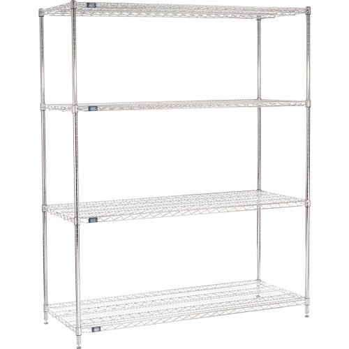 Nexel® Chrome, 4 Tier, Wire Shelving Starter Unit, 72