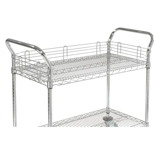 Nexel 2 Wire Shelves Utility Cart, Pneumatic Wheel Casters, Chrome Finish,  21W x 30L