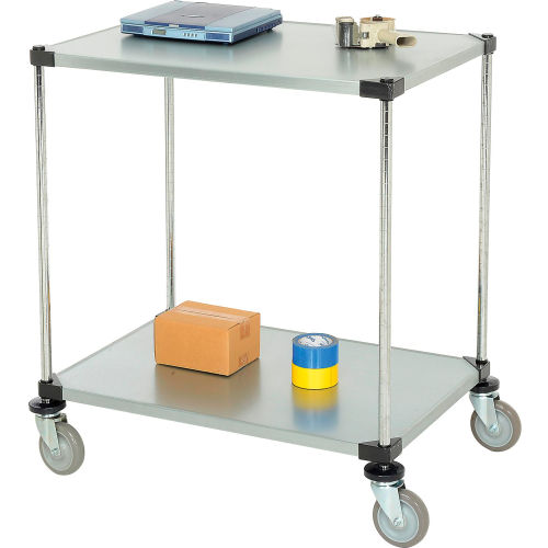 Nexel® Adjustable Solid Galvanized Shelf Cart 36x24 2 Shelves 800 Lb.