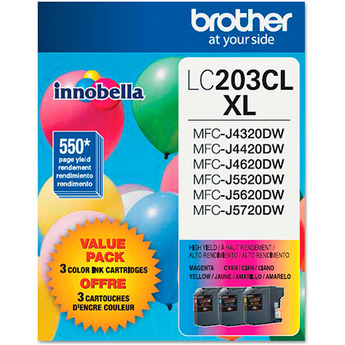 Brother® LC2033PKS (LC-2033PKS) High-Yield Ink, 550 Page-Yield, Cyan, Magenta, Yellow