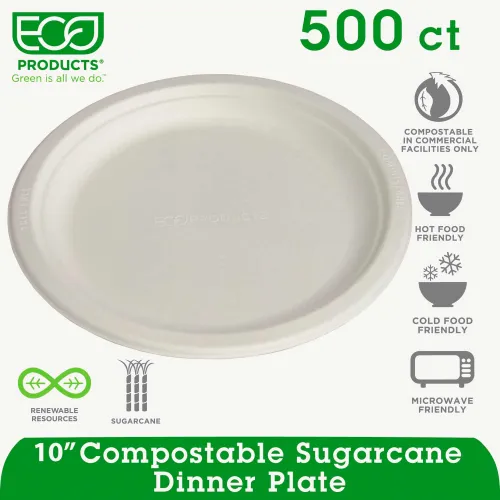 Eco-Products Sugarcane White Round Plate - 10 - EP-P005 - 500/Case - US  Supply House