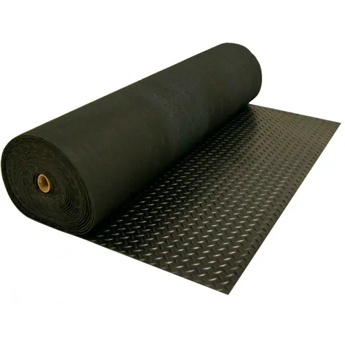 Rubber-Cal Diamond Plate Rubber Flooring Rolls, 3mm x 4ft x 15ft Rolls, Black