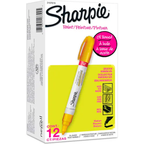 Sharpie® Paint Marker, Oil Based, Medium, Yellow Ink, Dozen