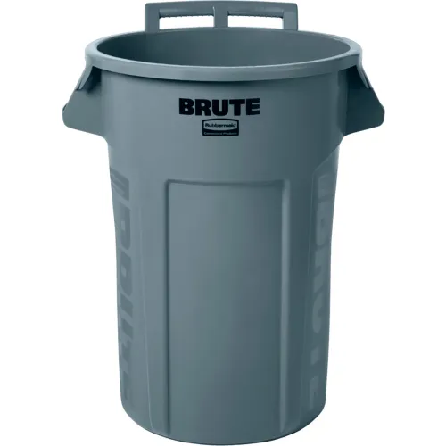 Rubbermaid BRUTE 44 Gallon Gray Wheeled Round Trash Can and Lid