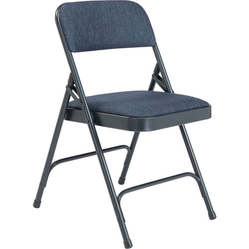 National Public Seating Steel Folding Chair - 1-1/4" Fabric Seat - Double Brace - Blue