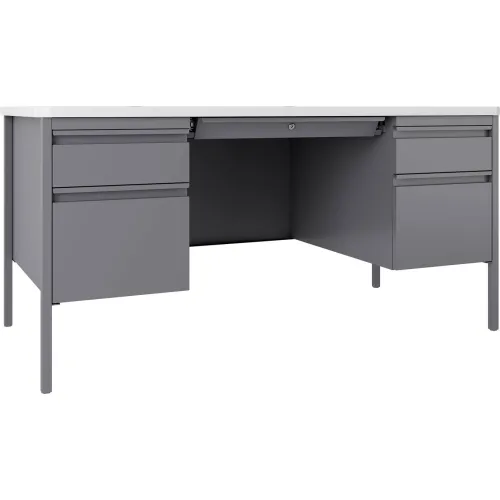 30x60 Gray Desk Double Pedestal by CavilUSA