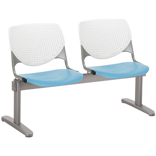 KFI Beam Seating Guest Chairs - 2 Seater - White/Sky Blue