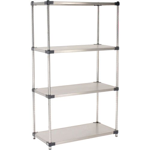 Nexel® Solid Stainless Steel, 4 Tier, Starter Unit, 36"W x 24"D x 86"H