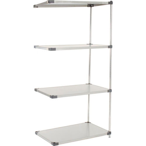 Nexel® 4 Shelf, Stainless Steel Solid Shelving Unit, Add On, 36"W x 24