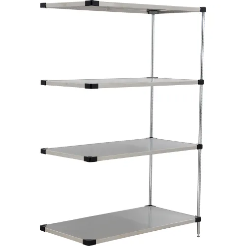 Nexel® 4 Shelf, Stainless Steel Solid Shelving Unit, Add On, 36"W x 18