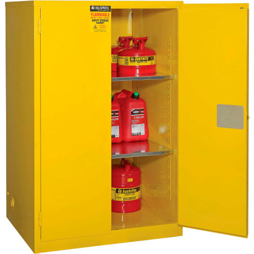 Global™ Flammable Cabinet - 90 Gallon Manual Close Double Door - 43"W x 34"D x 65"H