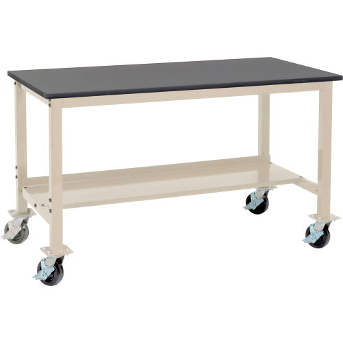 60W x 30D Mobile Lab Workbench - Phenolic Resin Safety Edge - Tan