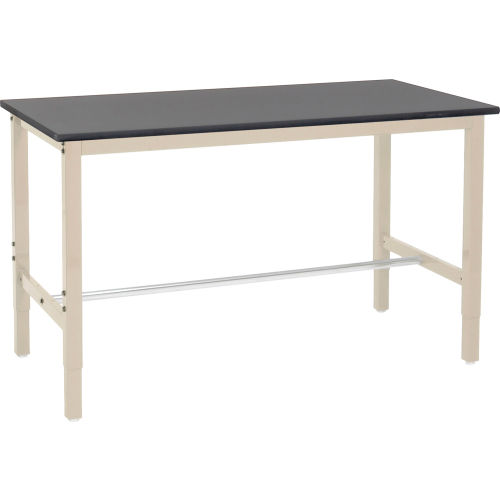 60W x 30D Adjustable Height Workbench Square Tubular Leg - Phenolic Resin Safety Edge - Tan