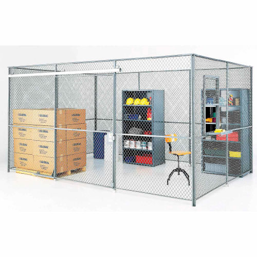 Global Industrial™ Wire Mesh Partition Security Room 20x10x8 without ...