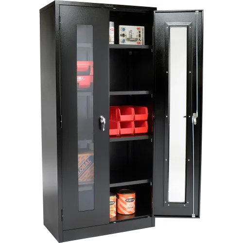 Global Industrial™ Clear View Storage Cabinet Assembled 36x18x78 - Black