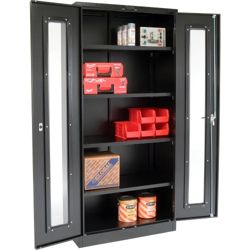 Global Industrial™ Clear View Storage Cabinet Assembled 36x18x78 - Black