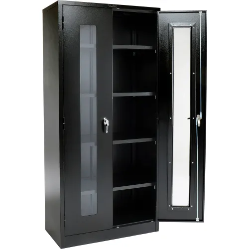 Global Industrial™ Clear View Storage Cabinet Assembled 36x18x78 - Black