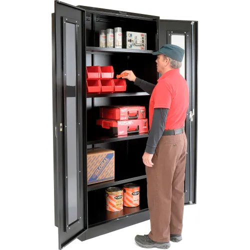 Global Industrial™ Clear View Storage Cabinet Assembled 36x18x78 - Black