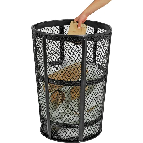 GCP Products Outdoor/Indoor Trash Can Commercial Trash Can Waste Container  With Perforated Galvanized Steel Panel