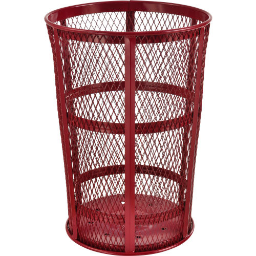 Outdoor Metal Trash Container Red, 48 Gallon - EXP-52P-RD