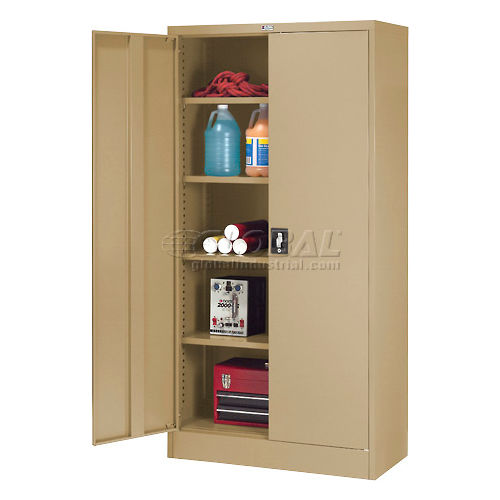 Storage Cabinet with Recessed Handle - Includes 4 Height Adjustable Shelves