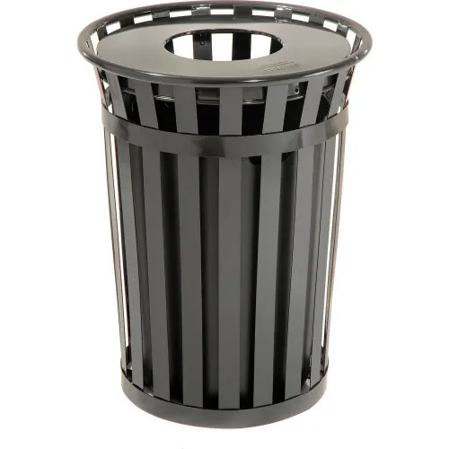 Global Industrial™ Steel Round Open Top Trash Can, 15 Gallon, Black