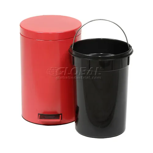 Global 3-1/2 Gallon Step on Trash Can - Red