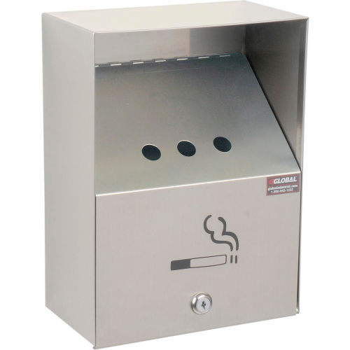 Stainless Steel Wall Mount Outdoor Ashtray 9"W X 5"D X 13"H