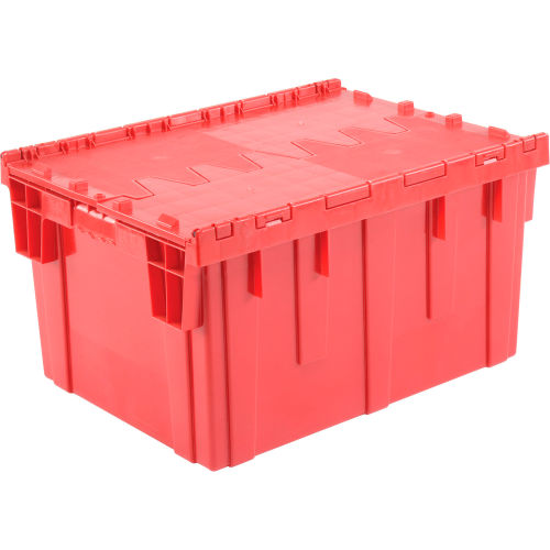 Plastic Storage Totes - Shipping Hinged Lid DC2820-15 28-1/8 x 20-3/4 x 15-5/8 Red