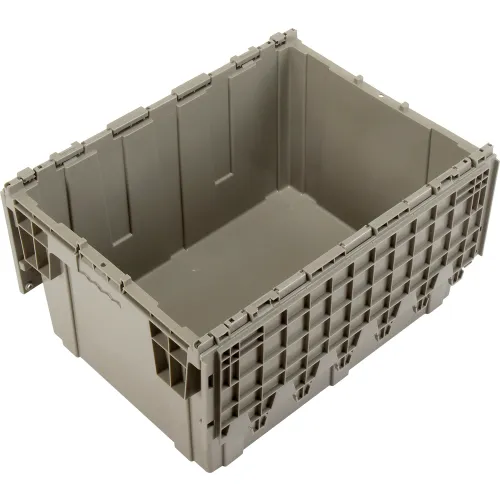 Global Industrial™ Plastic Shipping/Storage Tote w/Attached Lid,  23-3/4x19-1/4x12-1/2, Gray