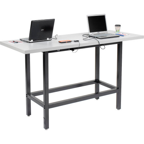 Standing Height 72 W x 30 D Cafe Charging Table w/ Laminate Edge & Two 115v Duplex Outlets - Black
																			