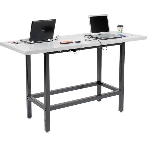 Standing Height 72 W x 30 D Cafe Charging Table w/ Laminate Edge & Two 115v Duplex Outlets - Black