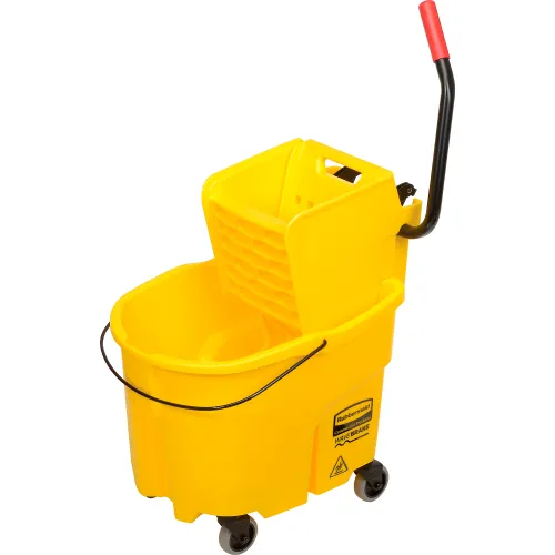 Rubbermaid WaveBrake 26 qt. Yellow Mop Bucket & Side Press Wringer Combo