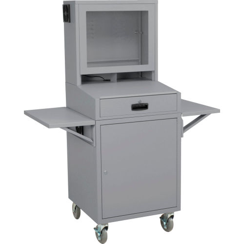 Global Industrial™ Mobile Security LCD Computer Cabinet Enclosure Complete Bundle, Dark Gray