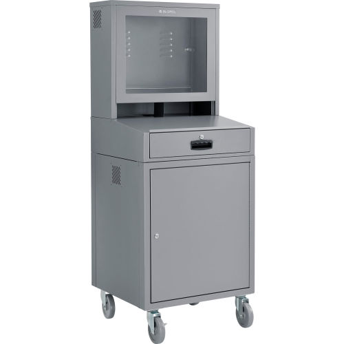 Global Industrial Mobile Security LCD Computer Cabinet Enclosure, Dark Gray														