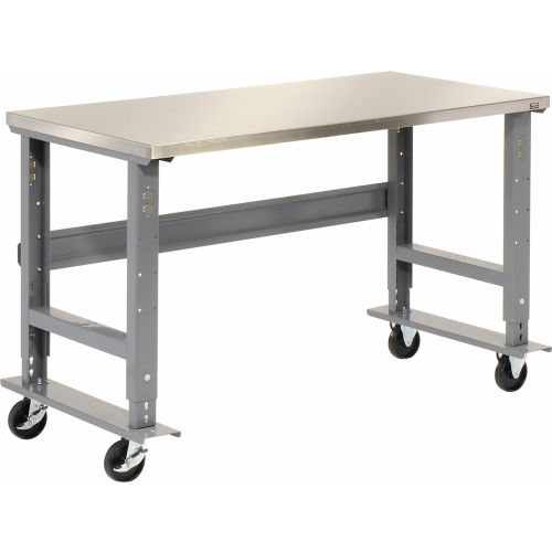Height Adjustable Stainless Steel Top Mobile Workbench